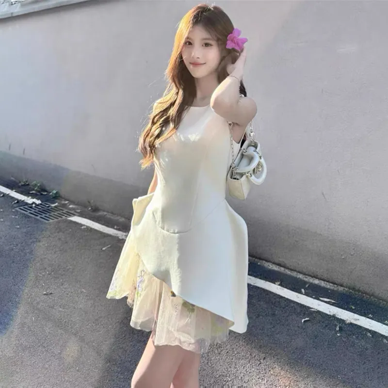 AFGGD Sleeveless Dresses Women's Apricot-4