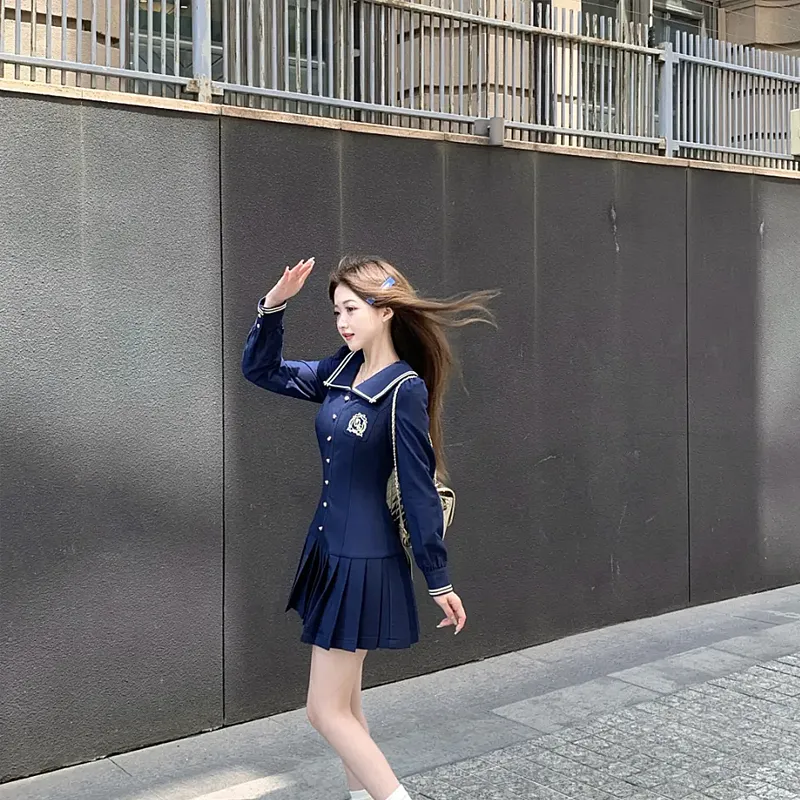 AFGGD Long Sleeved Dresses Women's Blue-2