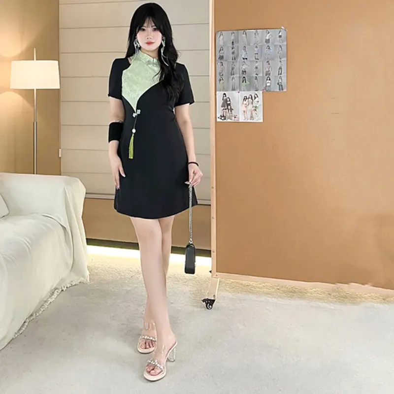 AFGGD Short Sleeved Dress Women's Black-3