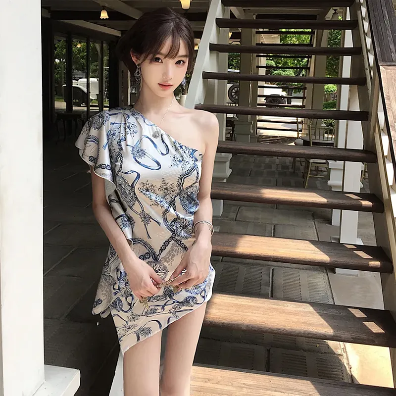 AFGGD Short Sleeved Dress Women's Blue-2