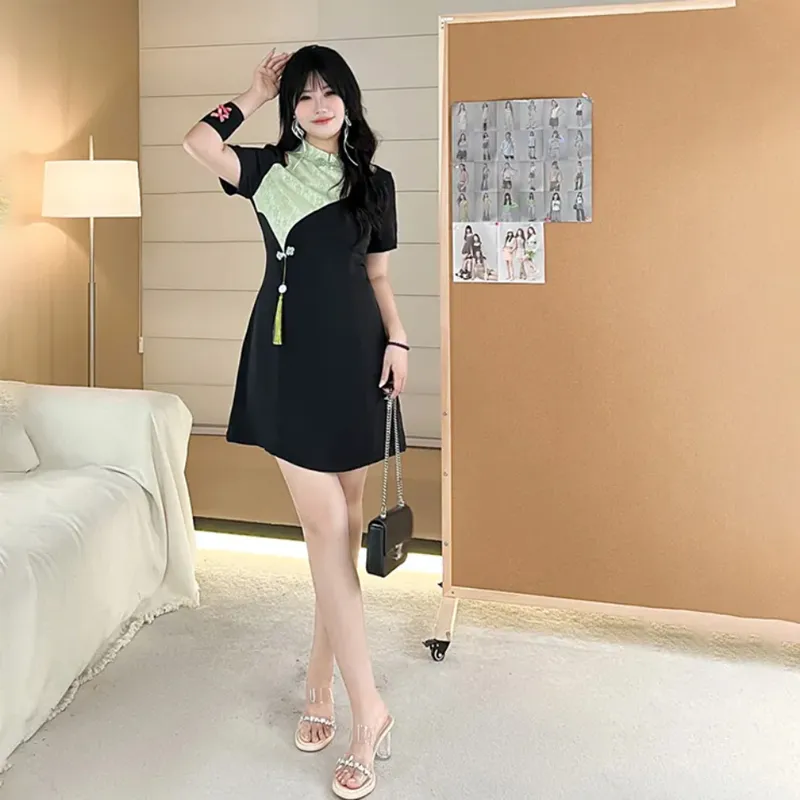 AFGGD Short Sleeved Dress Women's Black-2