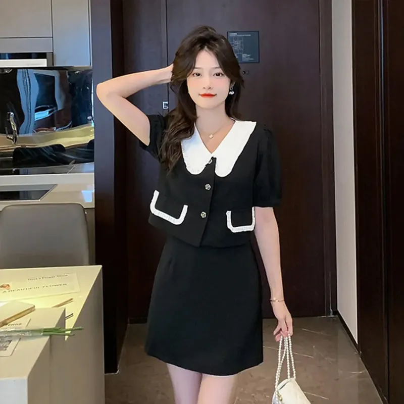 AFGGD Short Sleeved Dress Women's Black-4