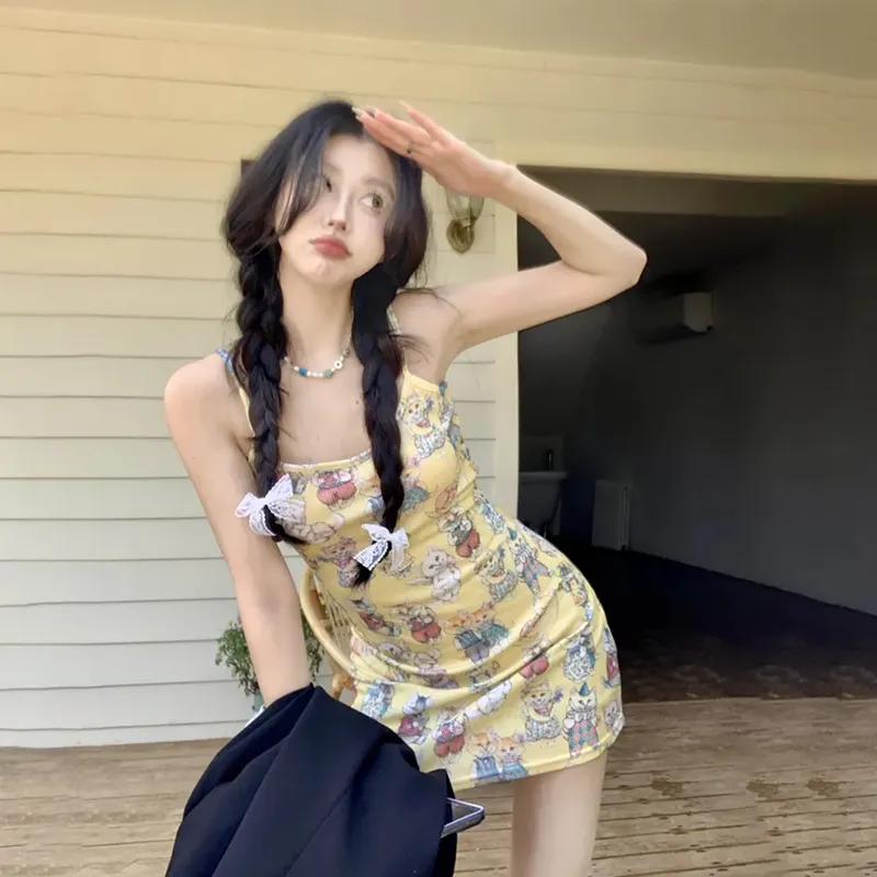 AFGGD Slip Dress Women's Yellow-2