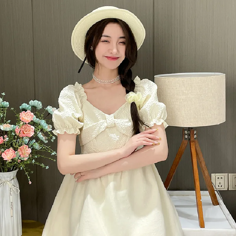 AFGGD Short Sleeved Dresses Women's White-2