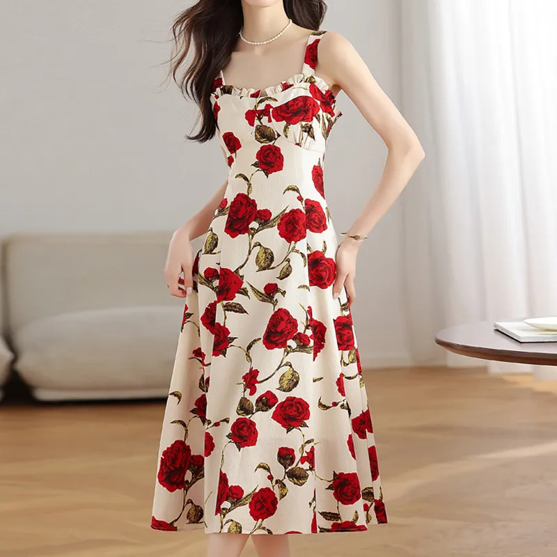 AFGGD Slip Dress Women's Rose Floral-2