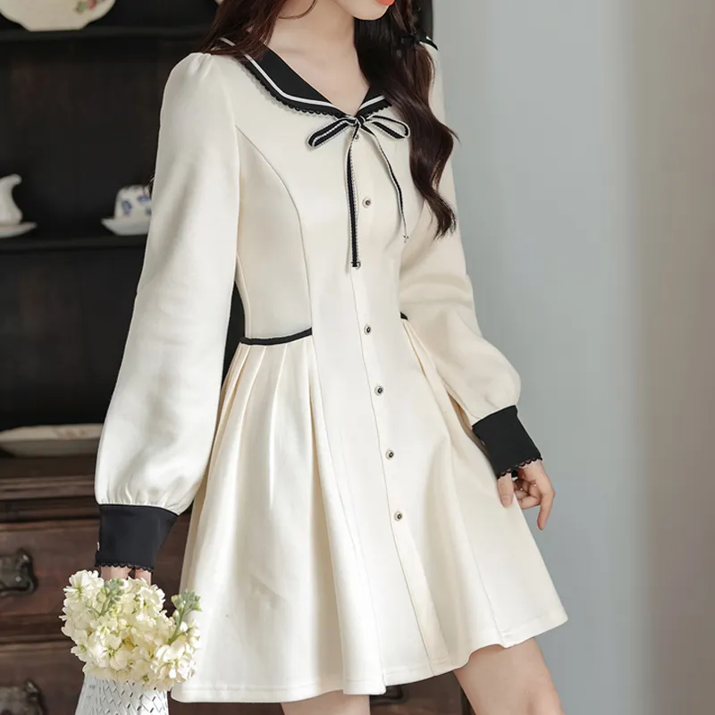 AFGGD Long-Sleeved Dresses Women's Apricot-4