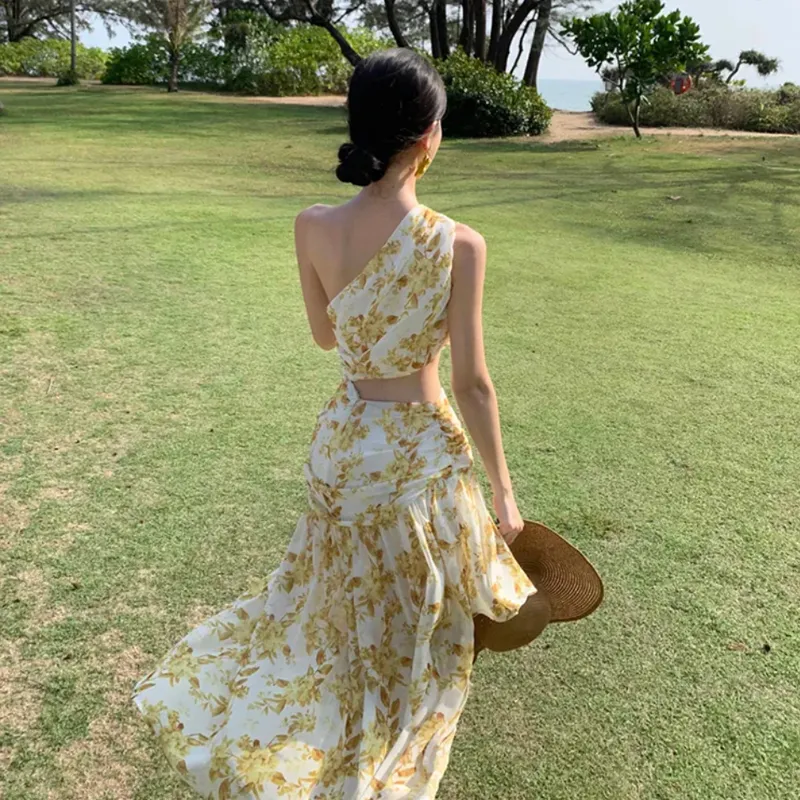 AFGGD Sleeveless Dress Women's Yellow-4