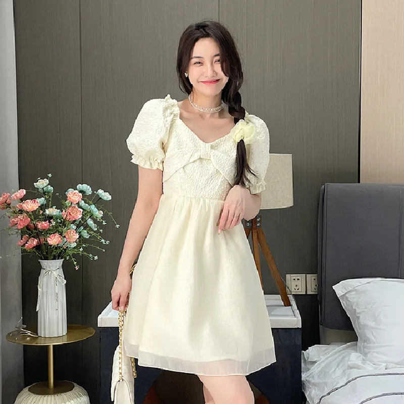 AFGGD Short Sleeved Dresses Women's White-3