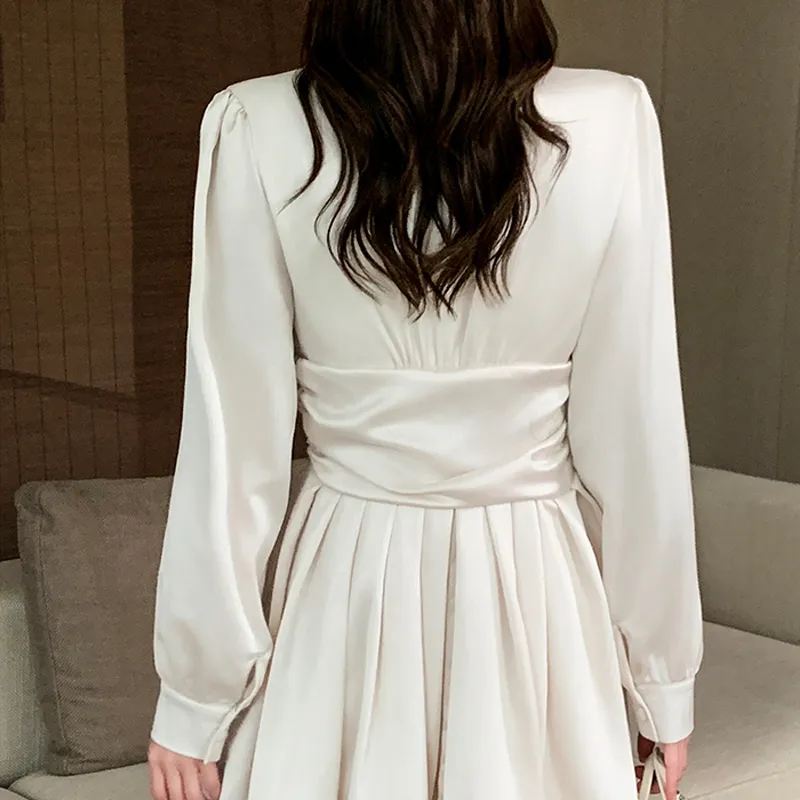 AFGGD Long-Sleeved Dresses Women's Ecru-3