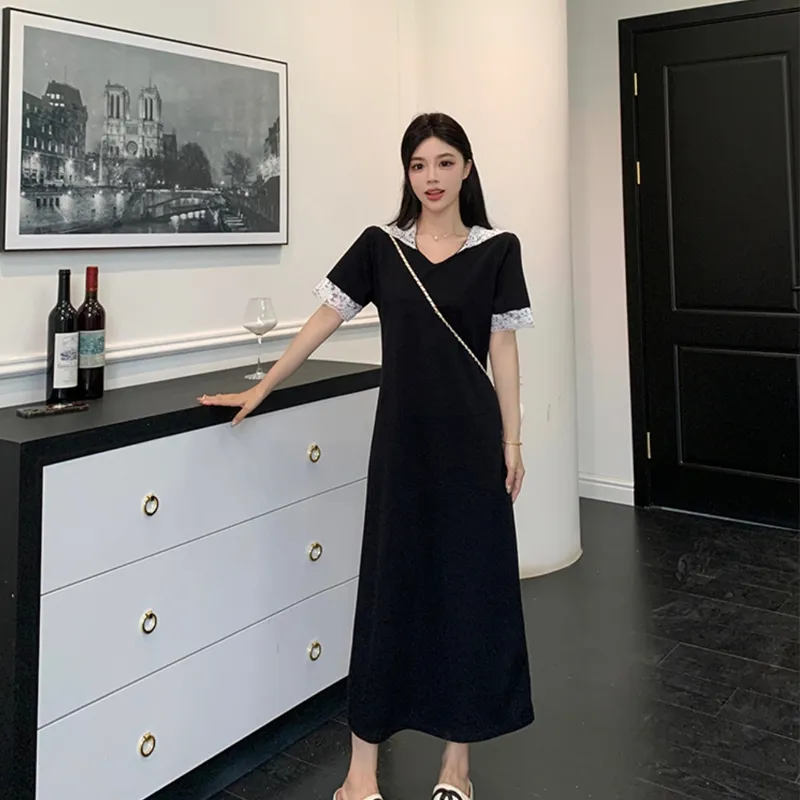 AFGGD Short Sleeved Dress Women's Black-2