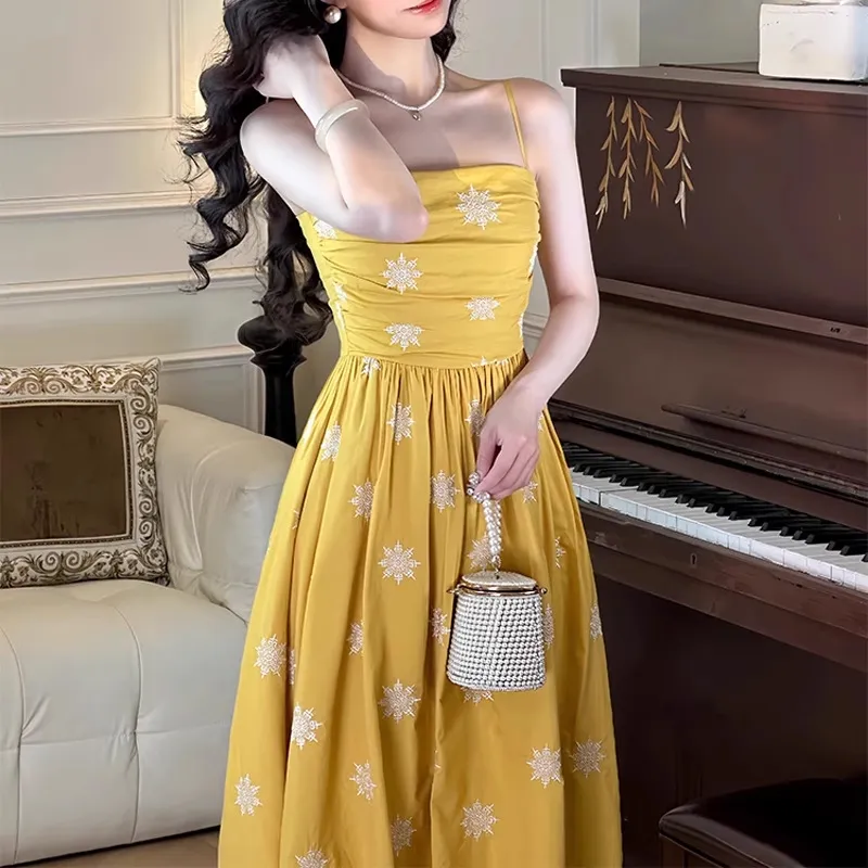 AFGGD Slip Dresses Women's Yellow-6