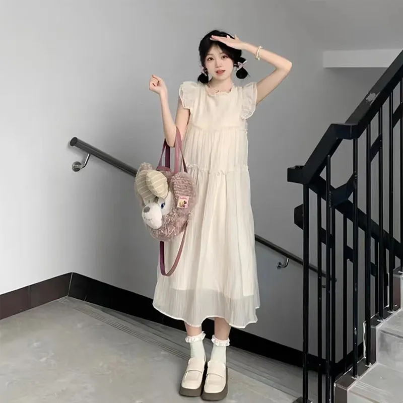 AFGGD Short Sleeved Dresses Women's White-2