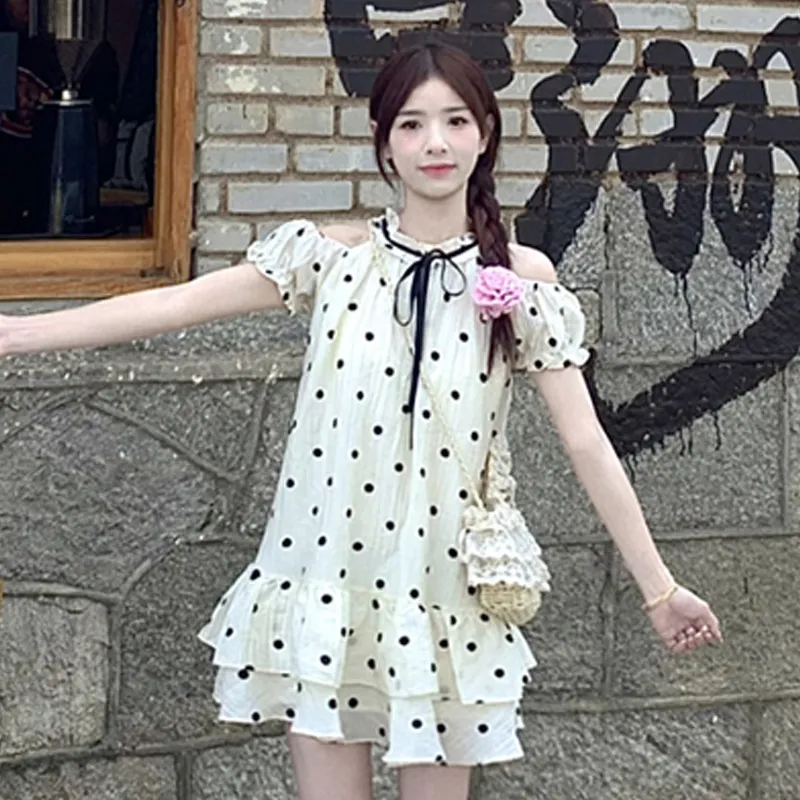 AFGGD Short Sleeved Dresses Women's Ecru-4