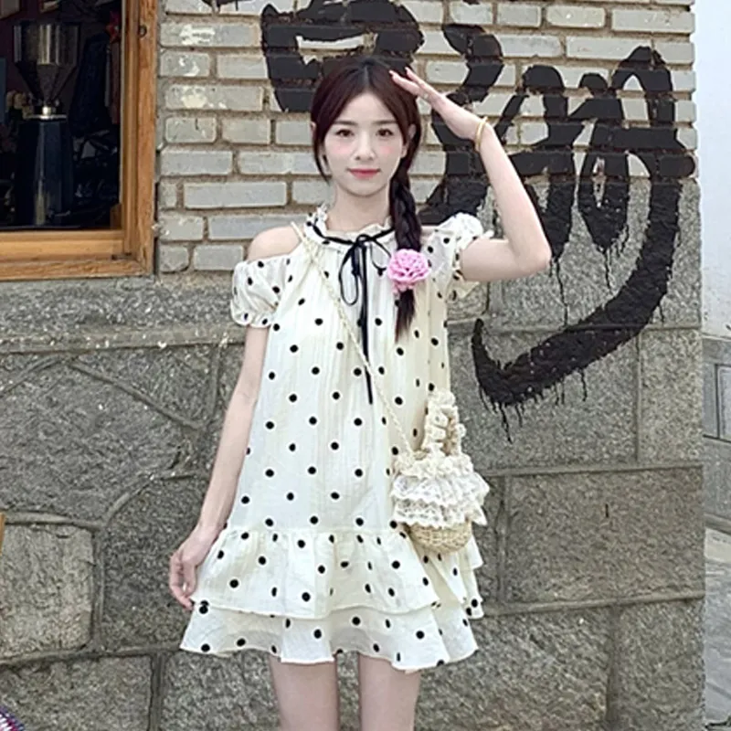 AFGGD Short Sleeved Dresses Women's Ecru-5