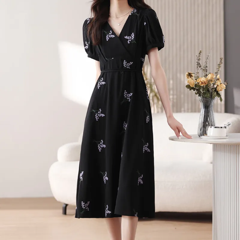 AFGGD Short Sleeved Dress Women's Black-3