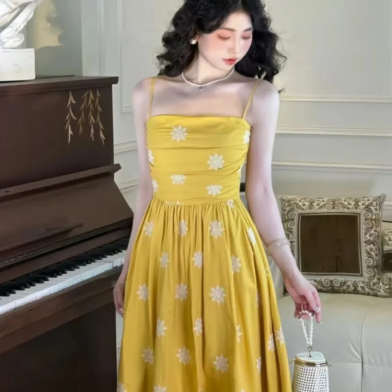 AFGGD Slip Dresses Women's Yellow-4