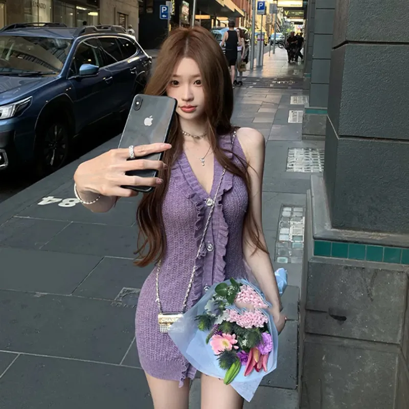AFGGD Sleeveless Dress Women's Purple-5