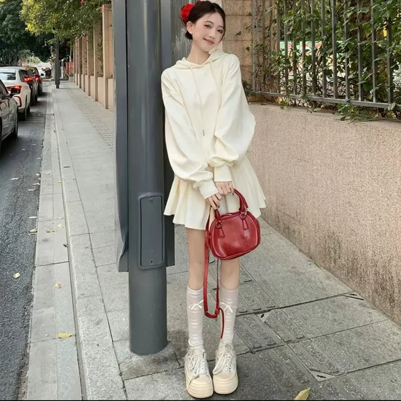 AFGGD Long Sleeved Dresses Women's White-2