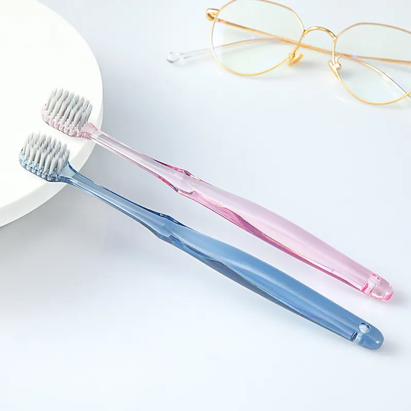 CHENYISHENG Silver Ion Antibacterial Couple 2-Piece Set Crystal Handle Adults Wide Head Soft Bristle Toothbrush-2
