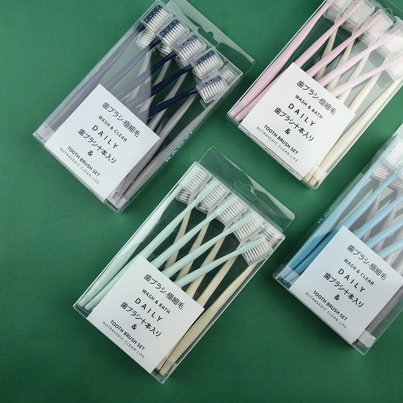 CHENYISHENG Adults Small Head Soft Bristle Toothbrushes 10 Pack With Case Japan Uniqlo Macaron-7