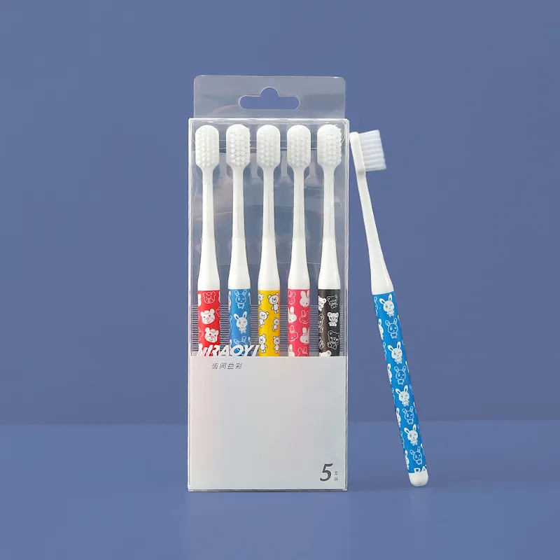 CHENYISHENG Creative Cartoon Spinning Print Soft Bristle Toothbrush 5 Pack For Home Use Adults With Small Heads-8
