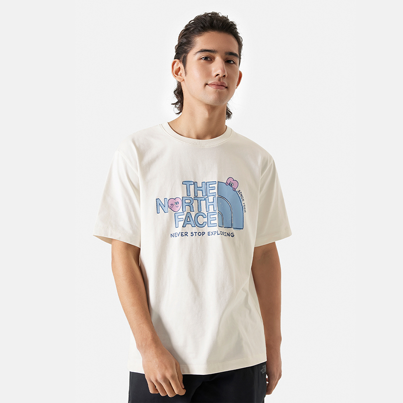 ★海外限定かわいい!THE NORTH FACE ポッピングハートTシャツ THE NORTH FACE Heart Set-in Sleeve T-Shirt Unisex White - POIZON