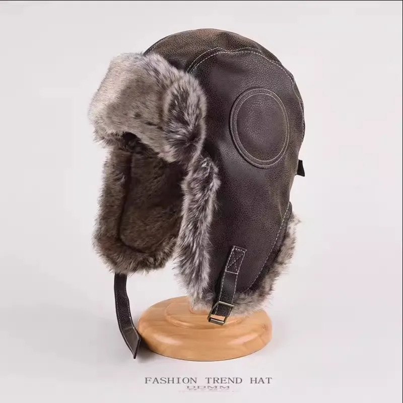 TUCANO Artificial Leather Anti Frost Trapper Hat Men's-5