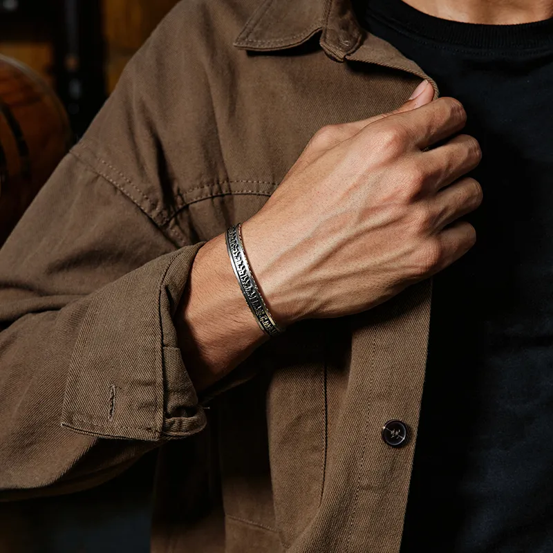IDEAGEMER 925 Sterling Silver Bangles Men's-1