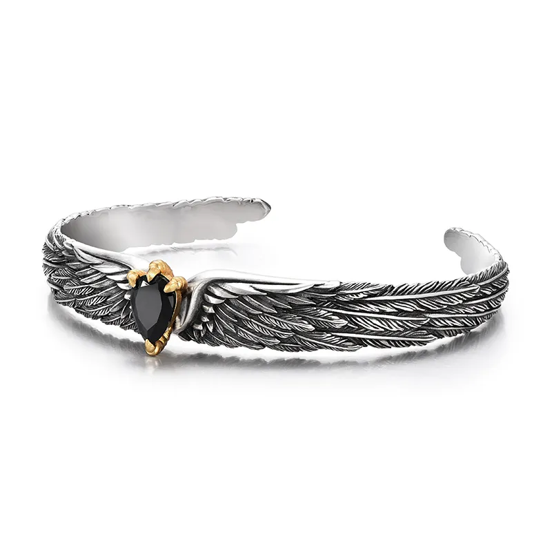 IDEAGEMER 925 Sterling Silver Bangles Men's-1