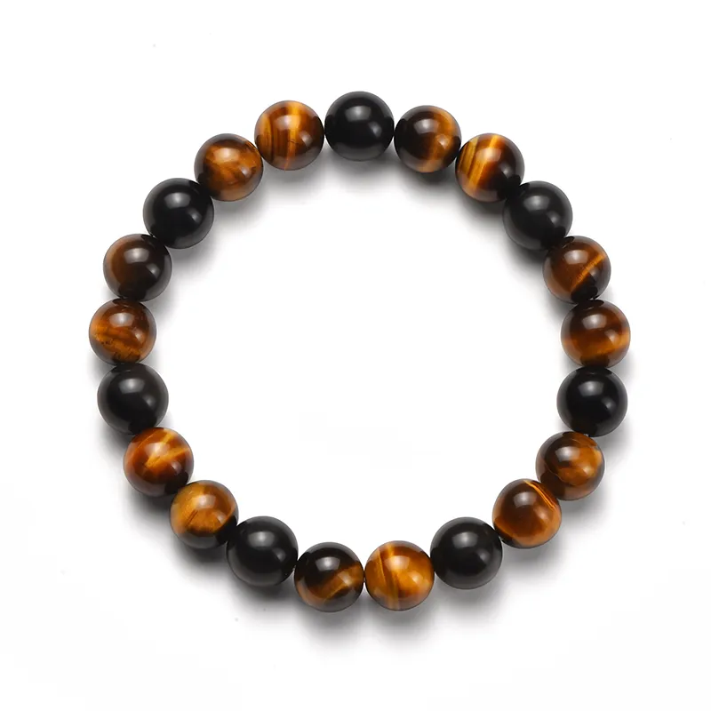 IDEAGEMER Tiger's Eye Stone Jade Bracelets Men's-1