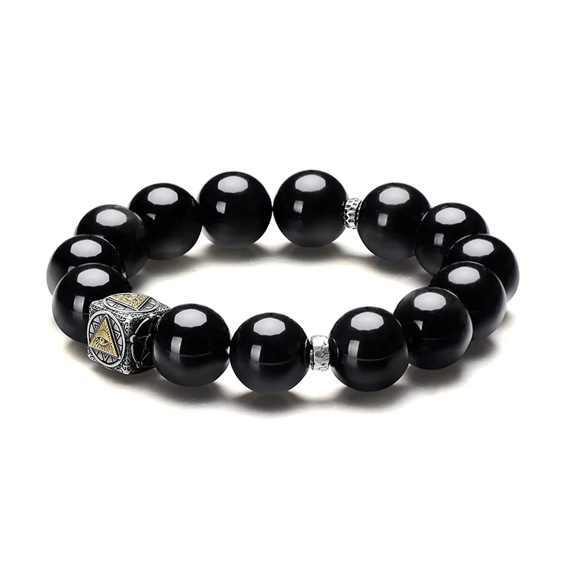 IDEAGEMER Obsidian Jade Bracelets Men's-2