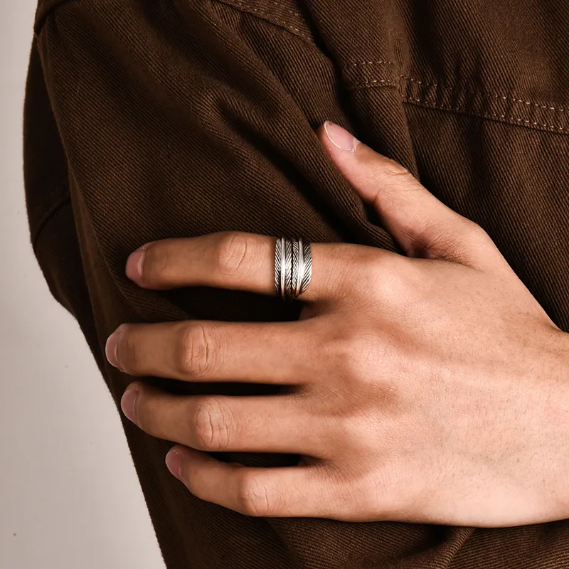 IDEAGEMER 925 Sterling Silver Rings Men's-3