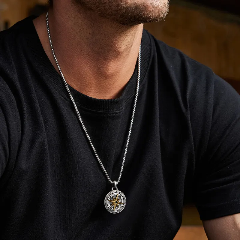 IDEAGEMER S925 Silver Necklaces Men's Silver-11