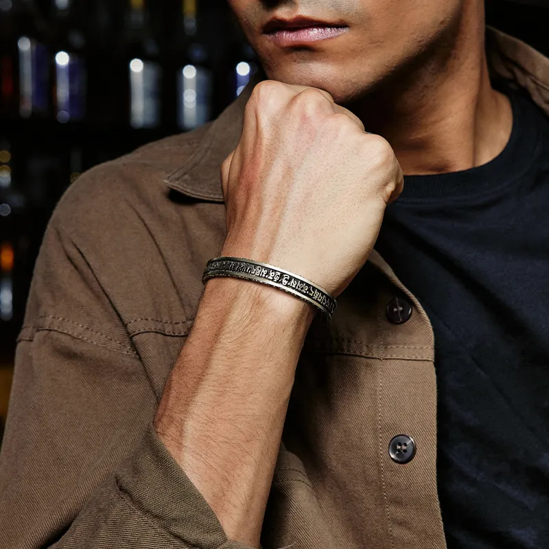 IDEAGEMER 925 Sterling Silver Bangles Men's-2