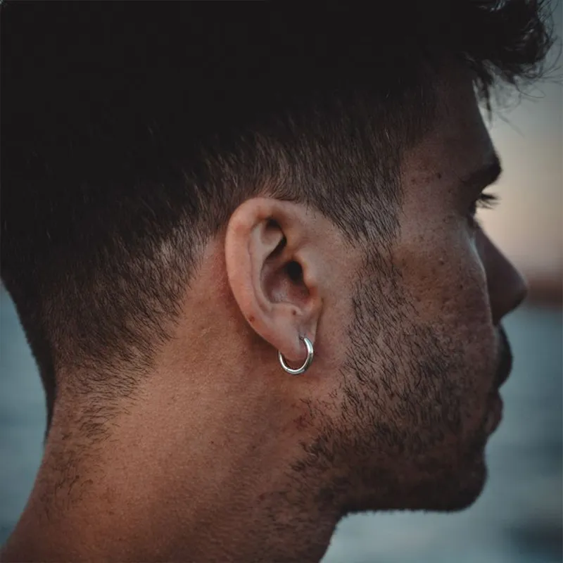 IDEAGEMER S925 Silver Earrings Men's-8