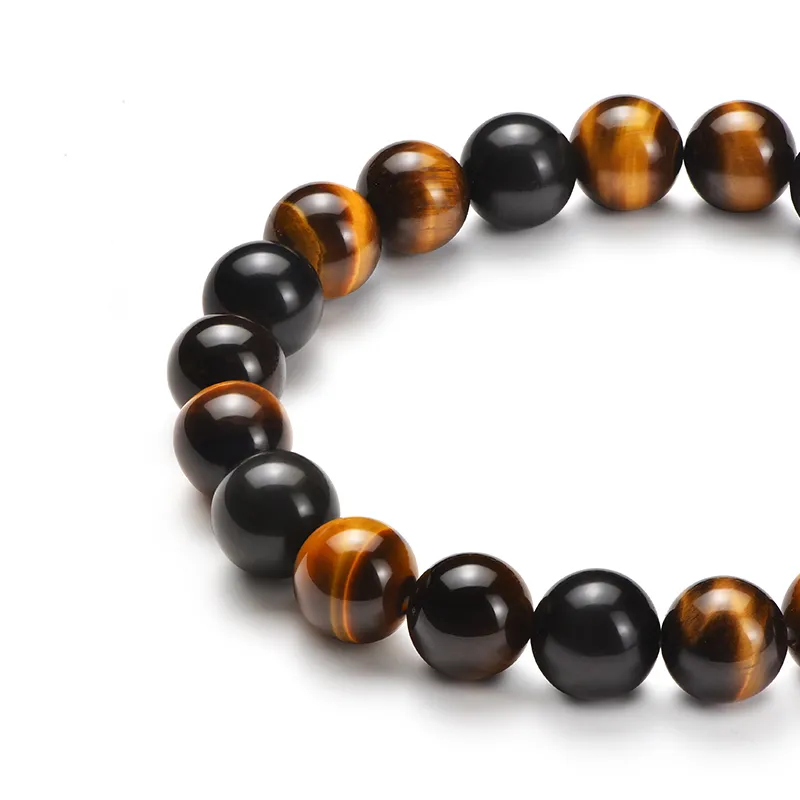 IDEAGEMER Tiger's Eye Stone Jade Bracelets Men's-3