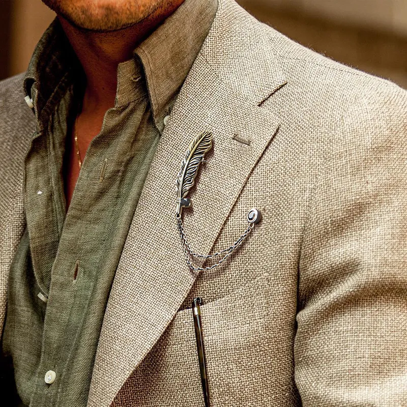 IDEAGEMER 925 Sterling Silver Brooches Men's-6
