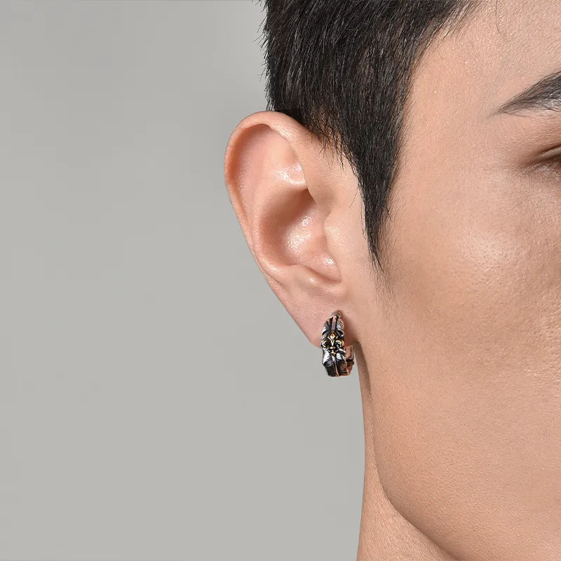 IDEAGEMER S925 Silver Earrings Men's-2