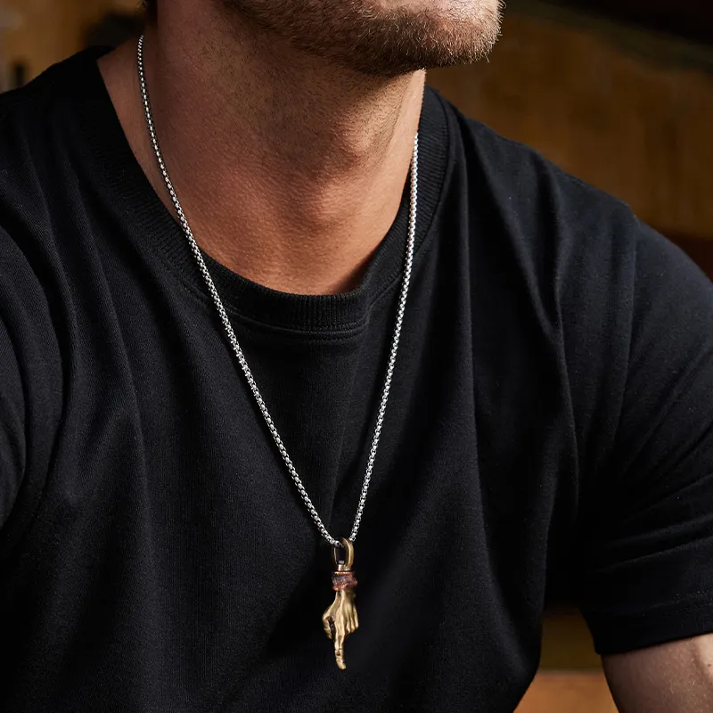 IDEAGEMER Brass Necklaces Men's-3