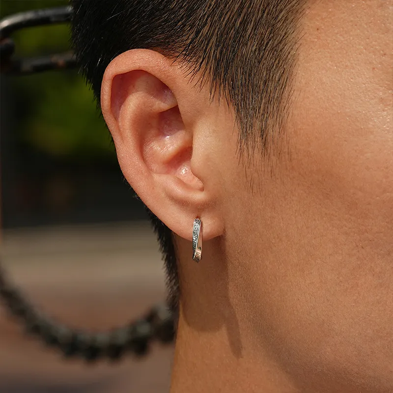 IDEAGEMER 925 Sterling Silver Earrings Men's-2