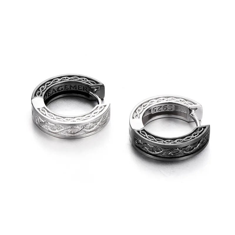IDEAGEMER 925 Sterling Silver Earrings Men's-4