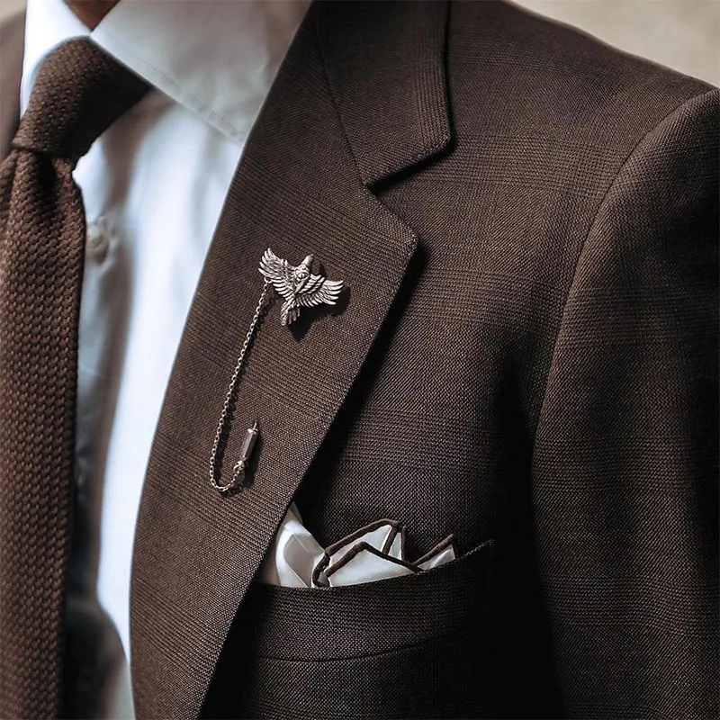IDEAGEMER 925 Sterling Silver Brooches Men's-2