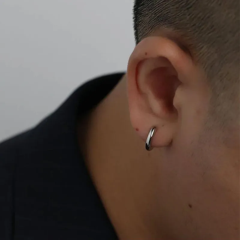 IDEAGEMER S925 Silver Earrings Men's-9