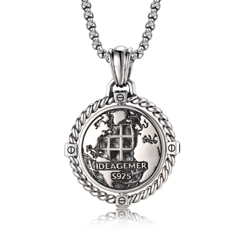IDEAGEMER 925 Sterling Silver Necklaces Men's-3