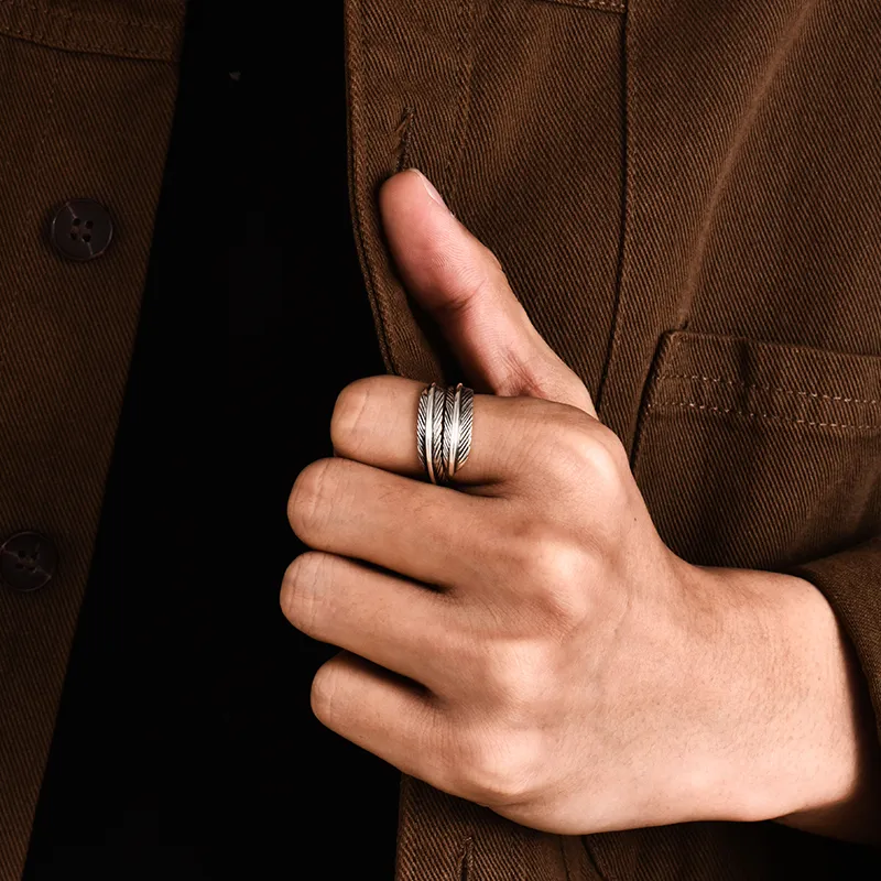 IDEAGEMER 925 Sterling Silver Rings Men's-1