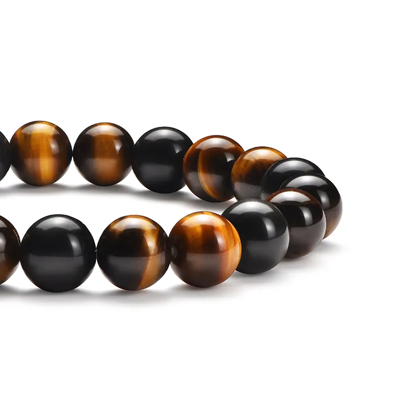 IDEAGEMER Tiger's Eye Stone Jade Bracelets Men's-2
