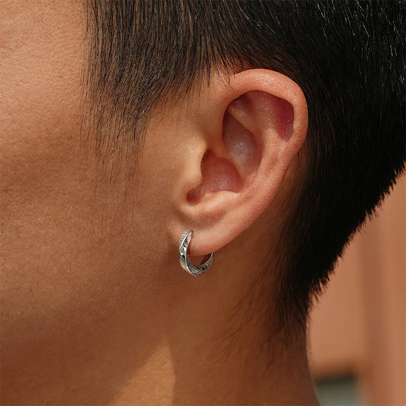 IDEAGEMER 925 Sterling Silver Earrings Men's-1
