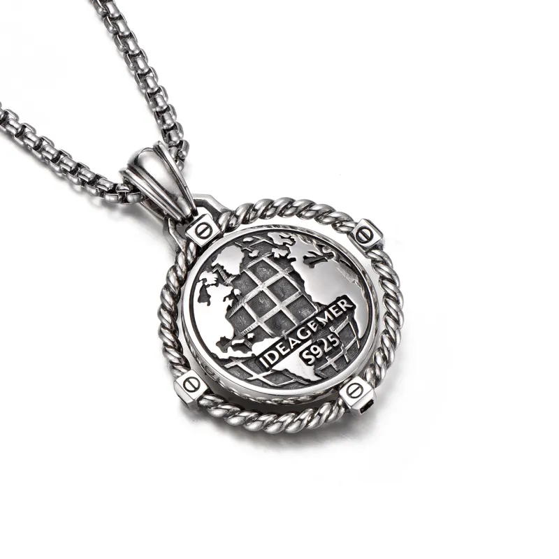 IDEAGEMER 925 Sterling Silver Necklaces Men's-8
