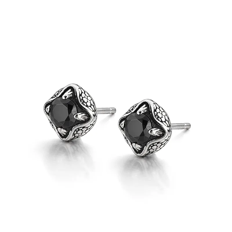 IDEAGEMER 925 Sterling Silver Stud Earrings Men's Black-5