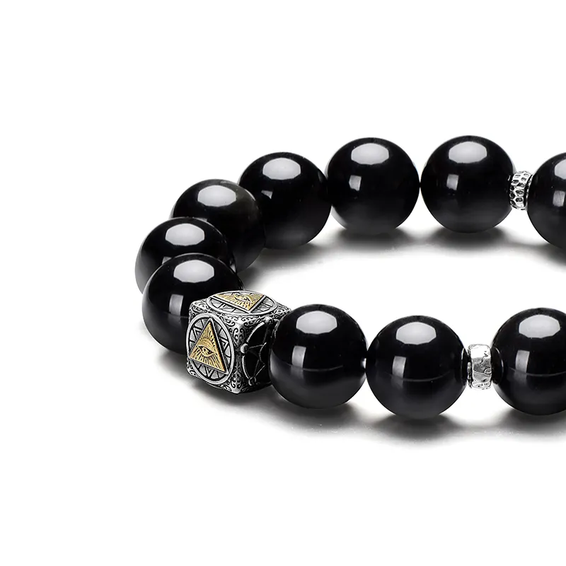 IDEAGEMER Obsidian Jade Bracelets Men's-3